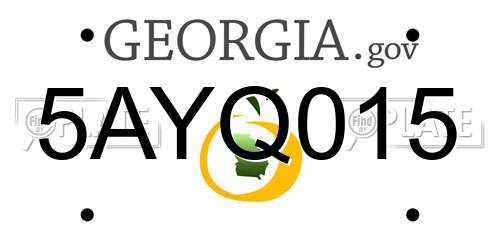 5AYQ015 Georgia License Plate