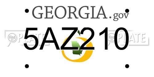 5AZ210 Georgia License Plate
