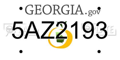 5AZ2193 Georgia License Plate