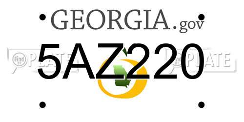 5AZ220 Georgia License Plate
