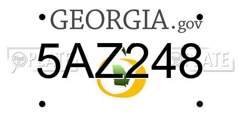 5AZ248 Georgia License Plate