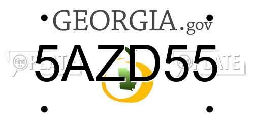 5AZD55 Georgia License Plate