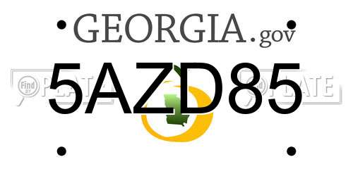 5AZD85 Georgia License Plate