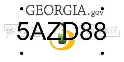 5AZD88 Georgia License Plate