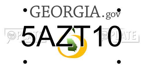 5AZT10 Georgia License Plate