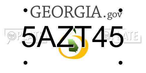 5AZT45 Georgia License Plate