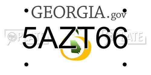 5AZT66 Georgia License Plate