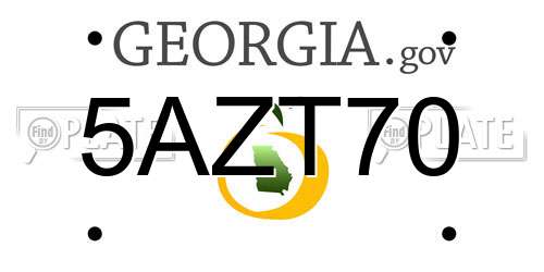 5AZT70 Georgia License Plate