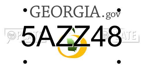 5AZZ48 Georgia License Plate