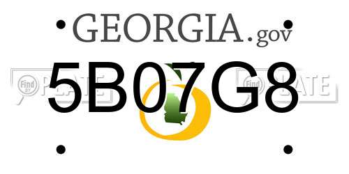 5B07G8 Georgia License Plate