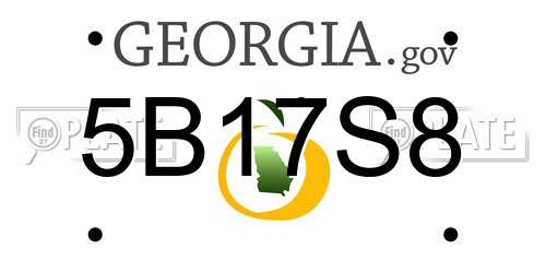 5B17S8 Georgia License Plate