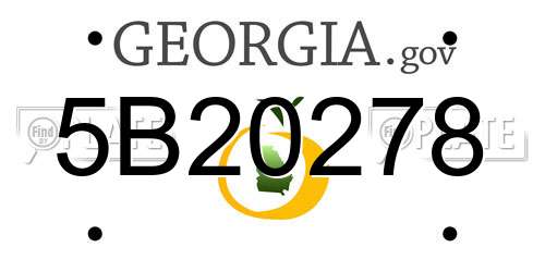 5B20278 Georgia License Plate