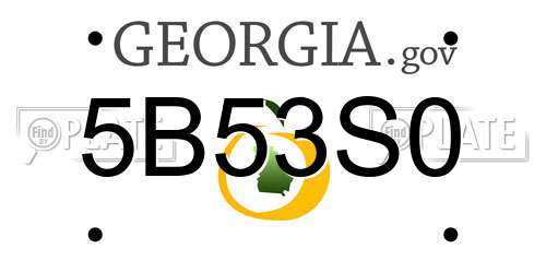 5B53S0 Georgia License Plate