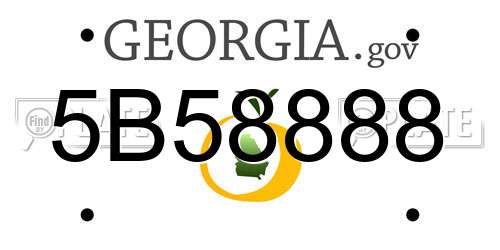 5B58888 Georgia License Plate