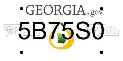 5B75S0 Georgia License Plate