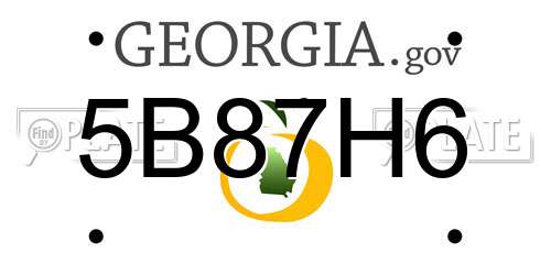 5B87H6 Georgia License Plate