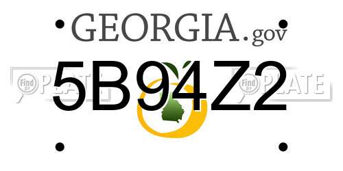 5B94Z2 Georgia License Plate