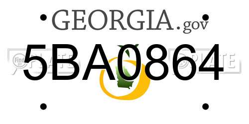 5BA0864 Georgia License Plate