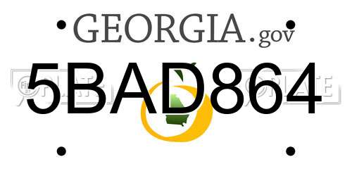 5BAD864 Georgia License Plate