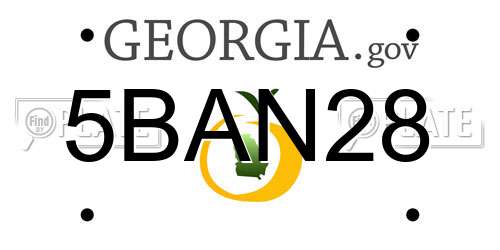 5BAN28 Georgia License Plate