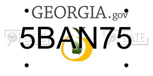 5BAN75 Georgia License Plate