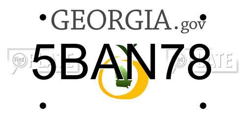 5BAN78 Georgia License Plate