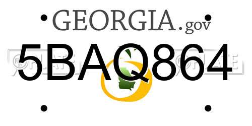 5BAQ864 Georgia License Plate