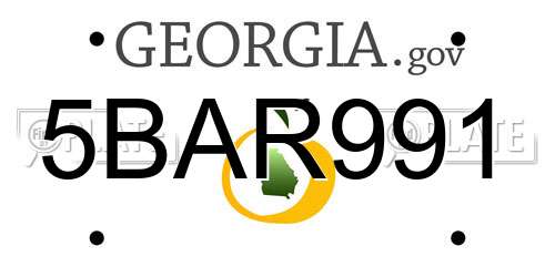 5BAR991 Georgia License Plate