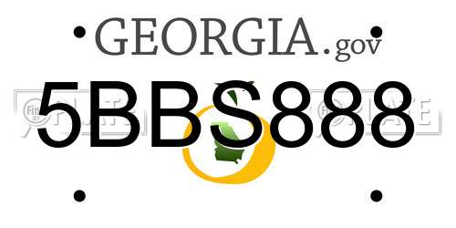 5BBS888 Georgia License Plate