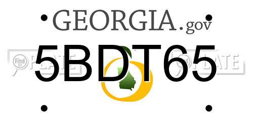 5BDT65 Georgia License Plate