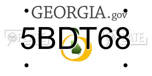 5BDT68 Georgia License Plate
