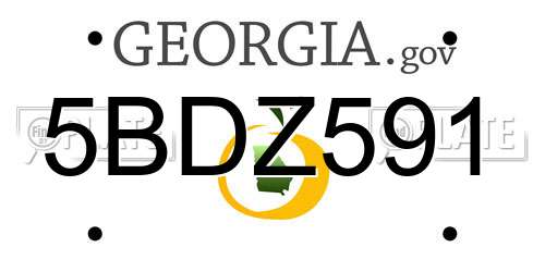 5BDZ591 Georgia License Plate