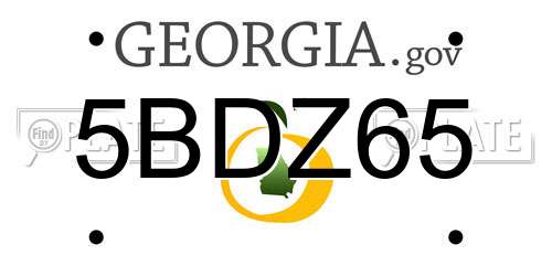 5BDZ65 Georgia License Plate