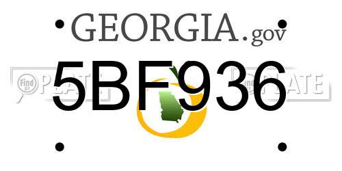 5BF936 Georgia License Plate