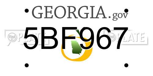 5BF967 Georgia License Plate