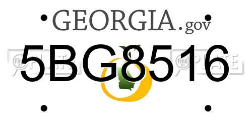 5BG8516 Georgia License Plate