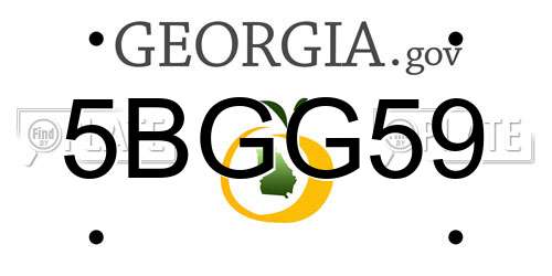 5BGG59 Georgia License Plate