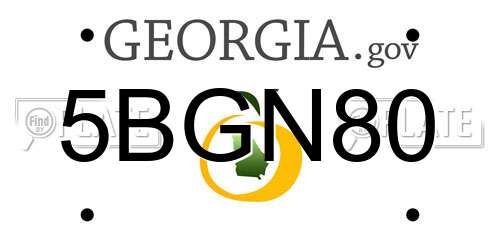 5BGN80 Georgia License Plate