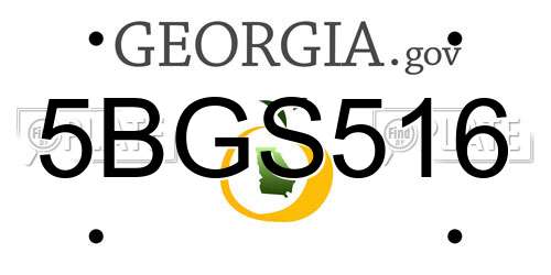 5BGS516 Georgia License Plate