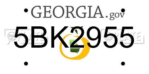 5BK2955 Georgia License Plate
