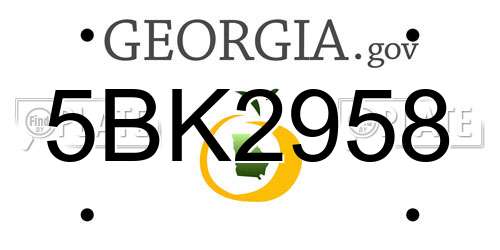 5BK2958 Georgia License Plate
