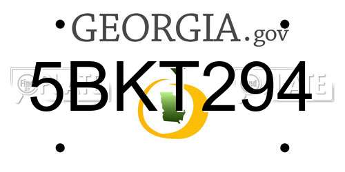 5BKT294 Georgia License Plate