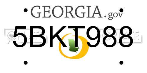 5BKT988 Georgia License Plate