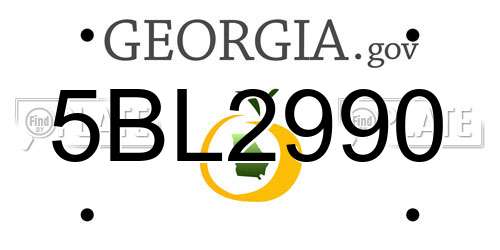5BL2990 Georgia License Plate
