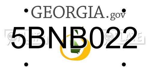 5BNB022 Georgia License Plate