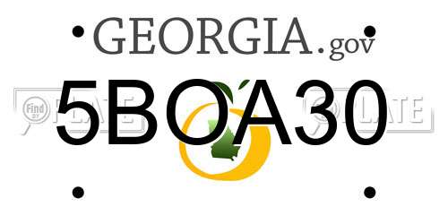5BOA30 Georgia License Plate