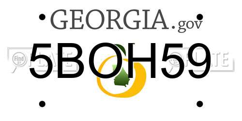 5BOH59 Georgia License Plate
