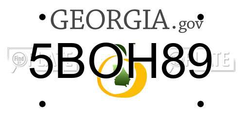 5BOH89 Georgia License Plate
