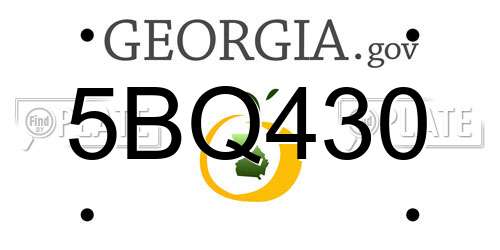 5BQ430 Georgia License Plate