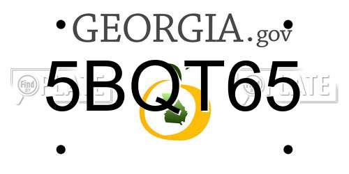 5BQT65 Georgia License Plate